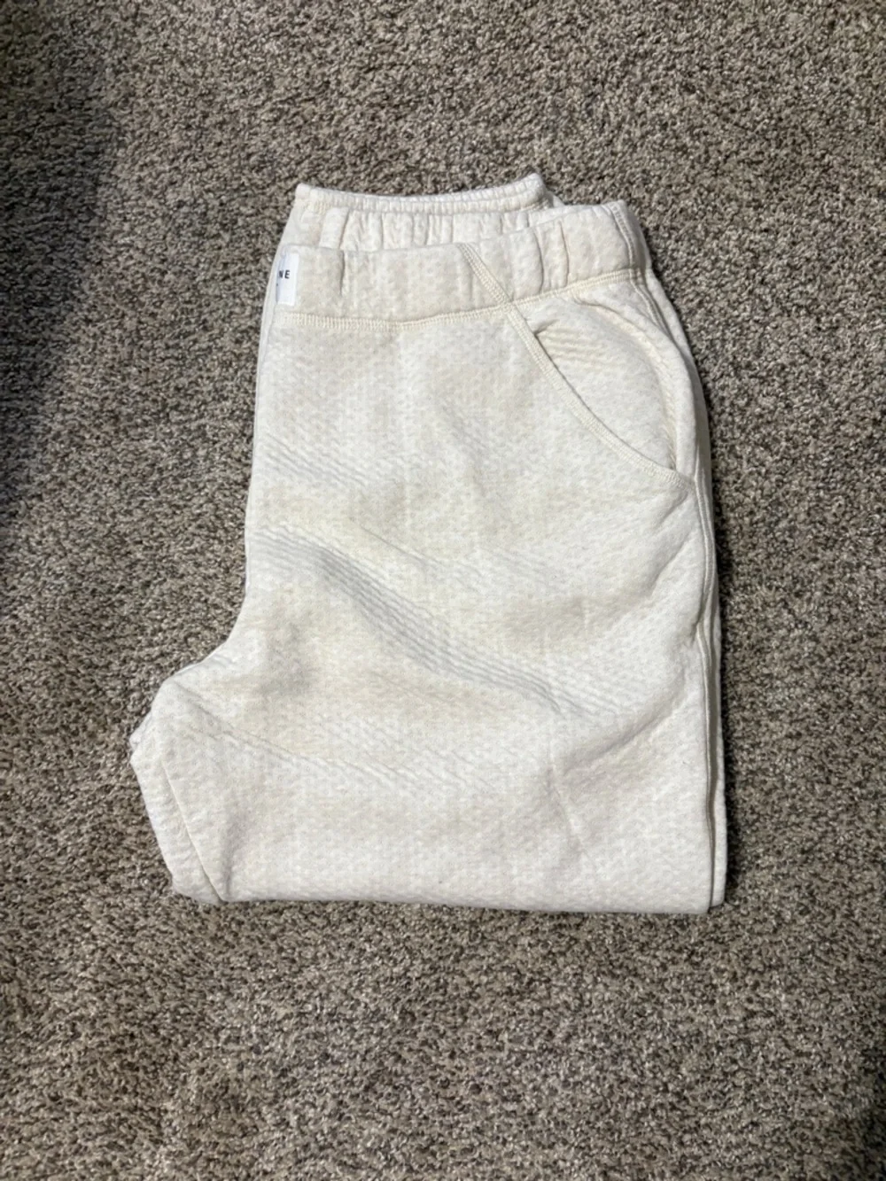 aerie OFFLINE Cream Textured Track Joggers - Picture 2 of 2